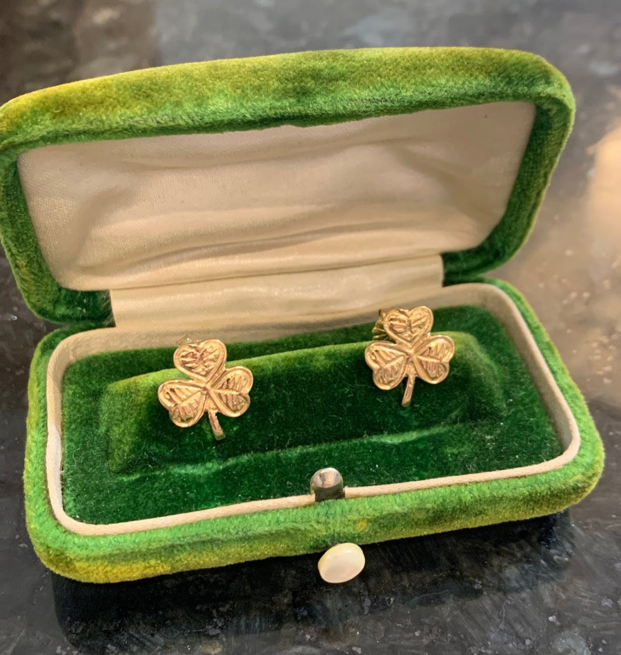 Hallmarked 14K Clover Stud Earrings, Estate Collection