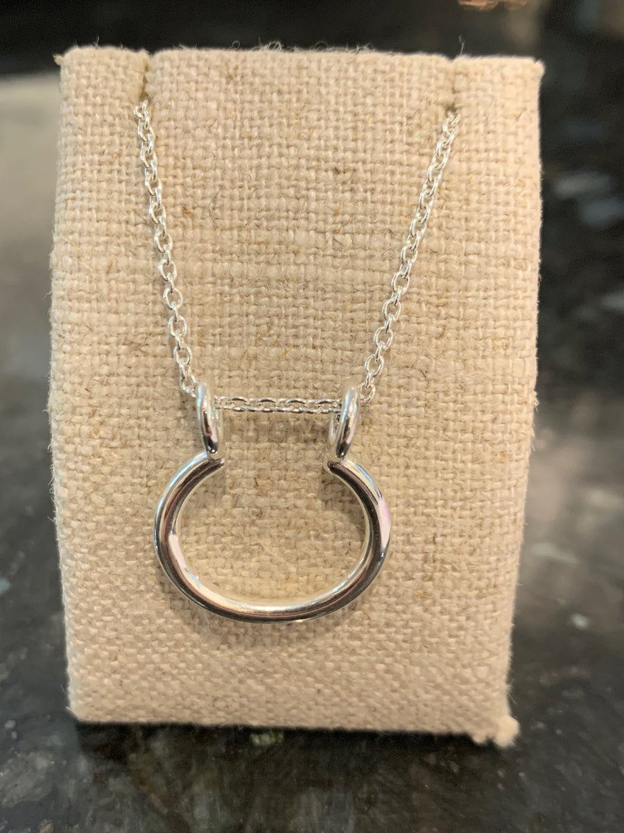 Sterling Silver Oval Ring Keeper Necklace, 20"