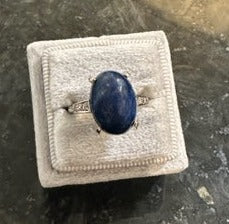 Sodalite & Diamond Ring crafted in 14K, Signed B&F. Finger SIze 6.25