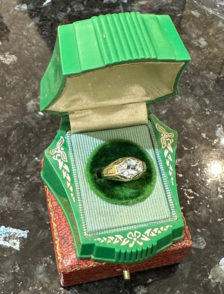 THIS STONE! Aquamarine Ring in 14K Yellow Gold, Very Unique Cut!