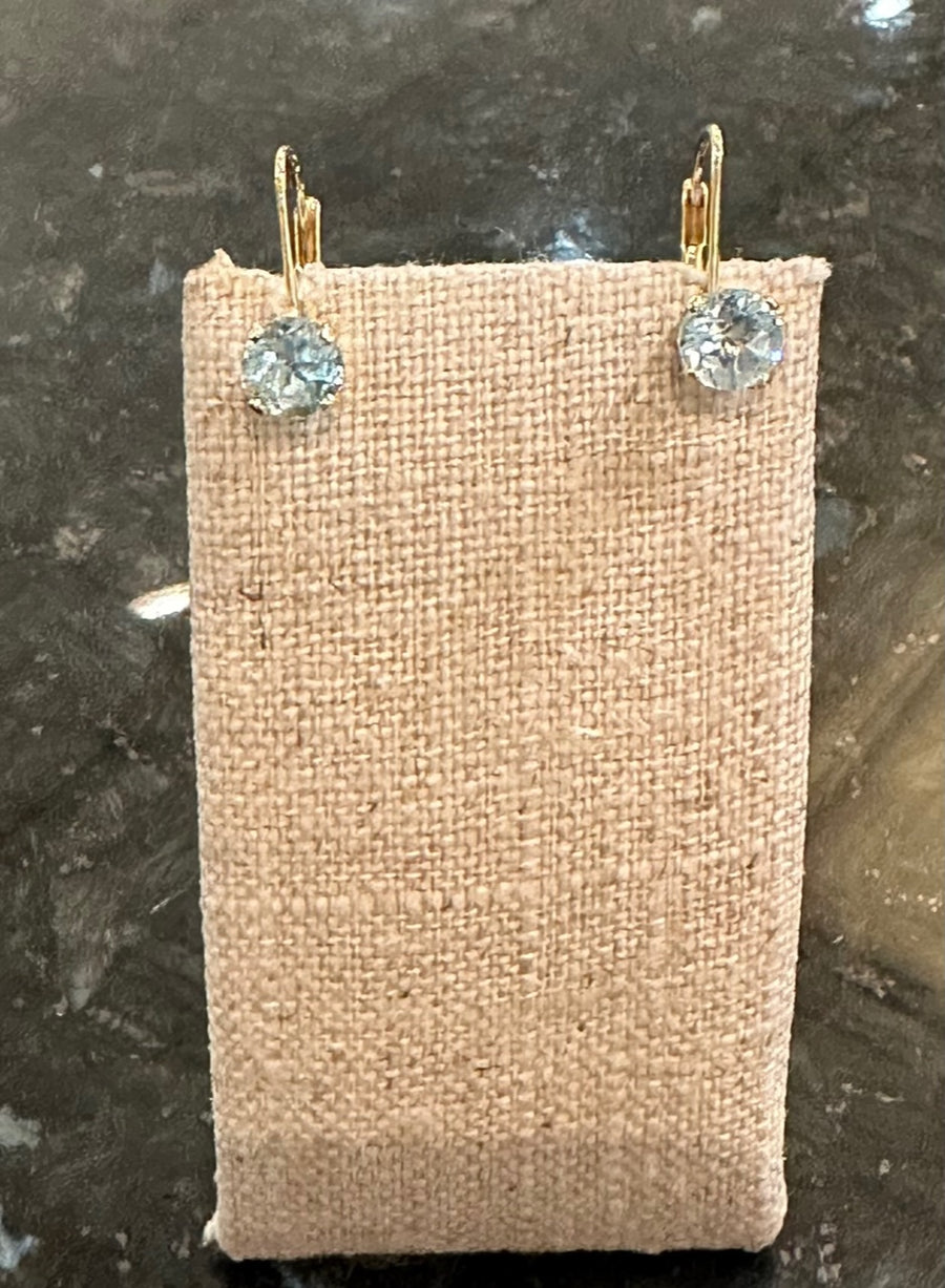 Sky Blue Topaz Leverback Earrings in 14K Yellow Gold, 2T=2.27CTTW, Estate Collection