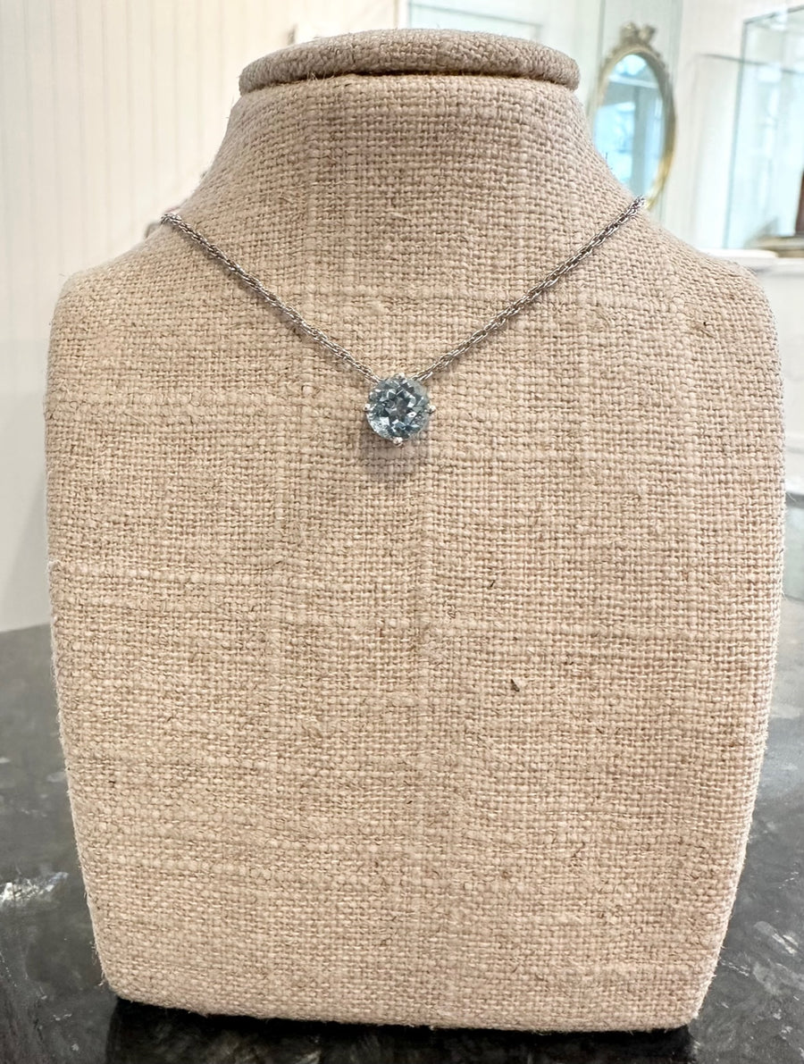 1.65CT Sky Blue Topaz in Sterling Silver on 18"  Rope Chain
