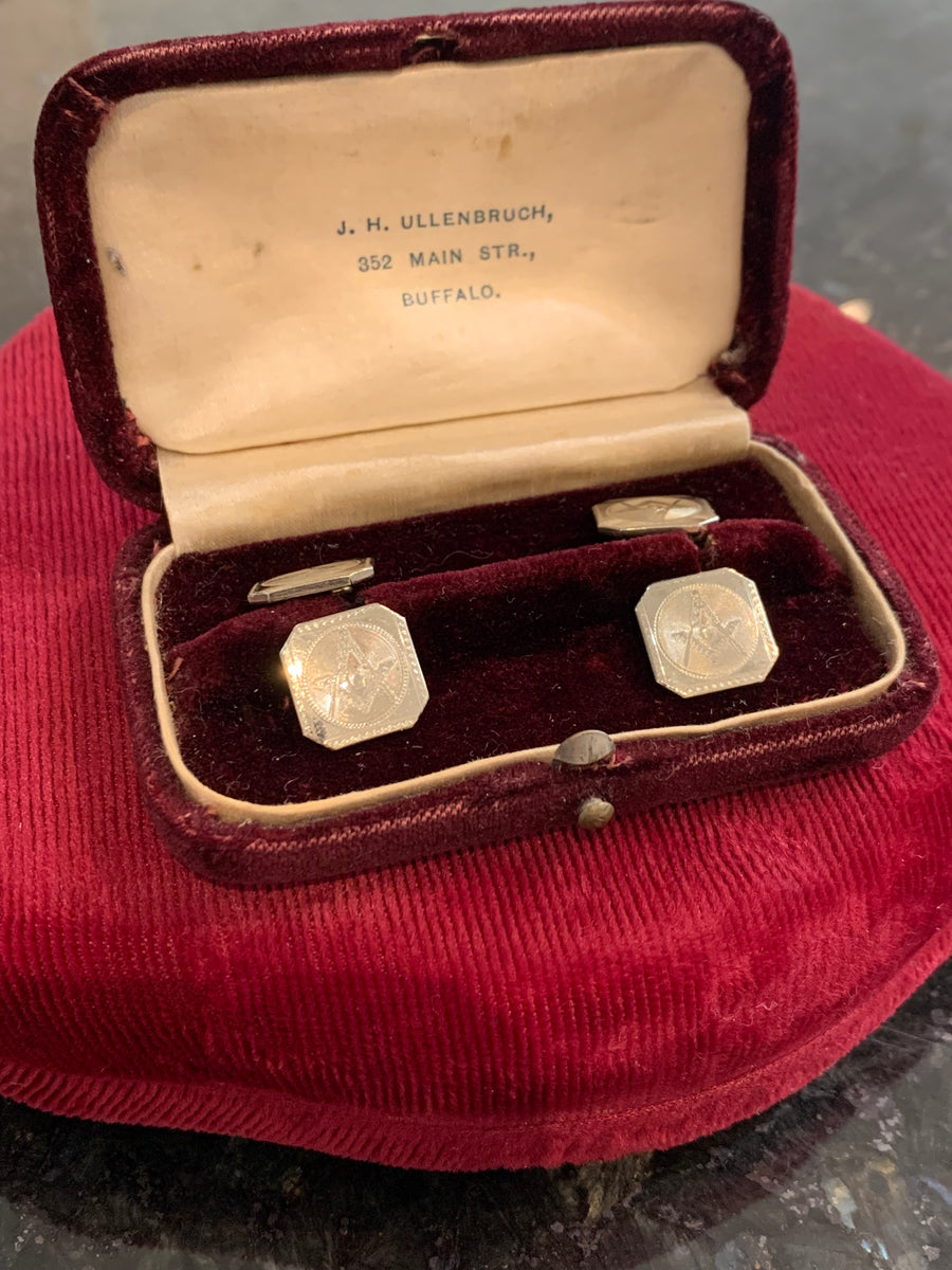 Masonic Cufflinks, Hallmarked "Clark"