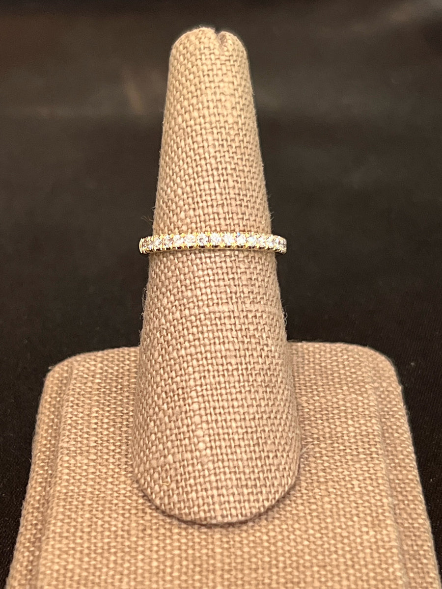 French Set Diamond Band in 14K Yellow Gold, 17D=.25CTTW, Finger Size 6.5