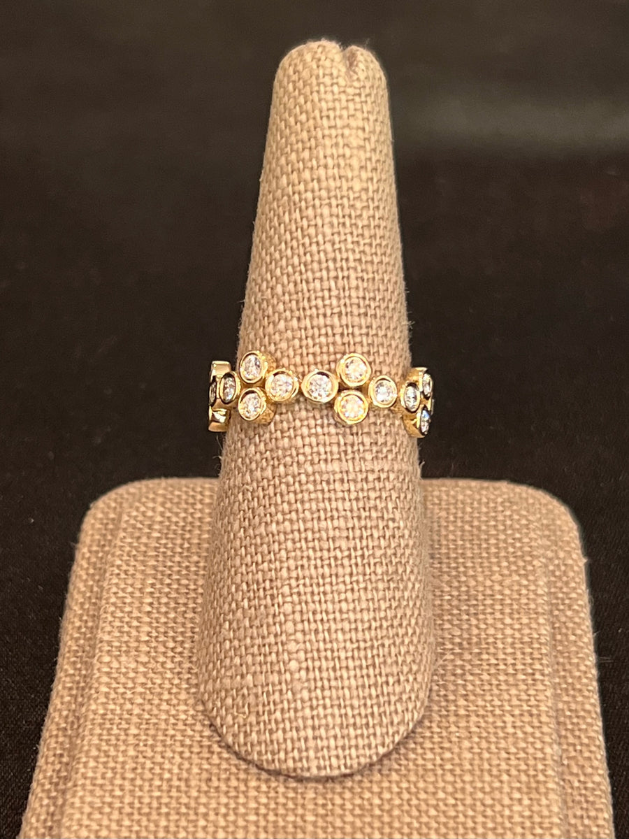 Bubble Bezel Diamond Ring in 14K Yellow Gold, 20D=.66CTTW. Finger Size 7. G/VS-SI1